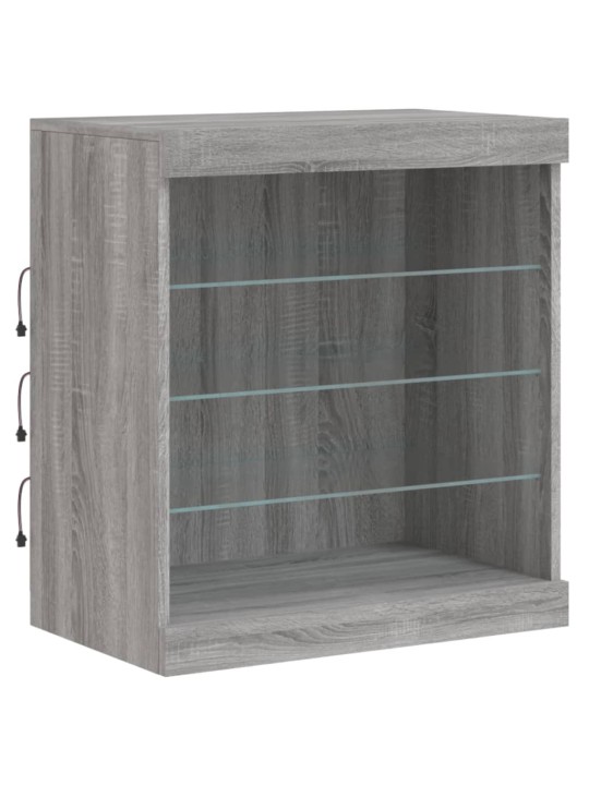 Kumode ar led lampiņām, pelēka ozolkoka krāsa, 60,5x37x67 cm