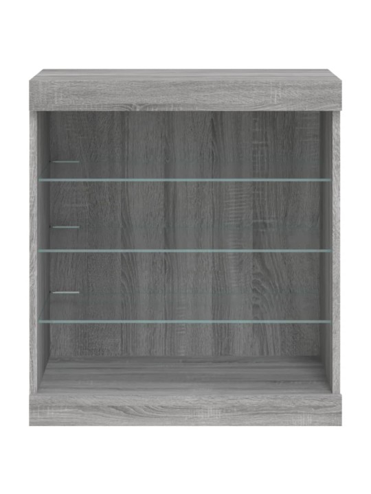 Kumode ar led lampiņām, pelēka ozolkoka krāsa, 60,5x37x67 cm