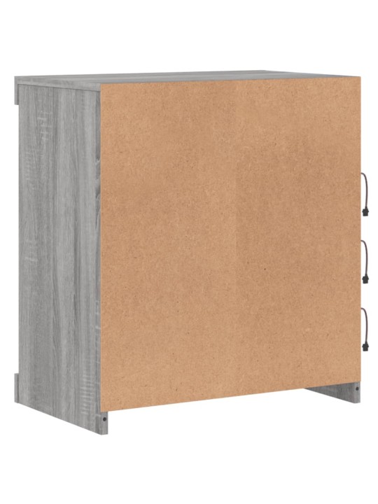 Kumode ar led lampiņām, pelēka ozolkoka krāsa, 60,5x37x67 cm