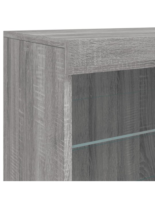 Kumode ar led lampiņām, pelēka ozolkoka krāsa, 60,5x37x67 cm