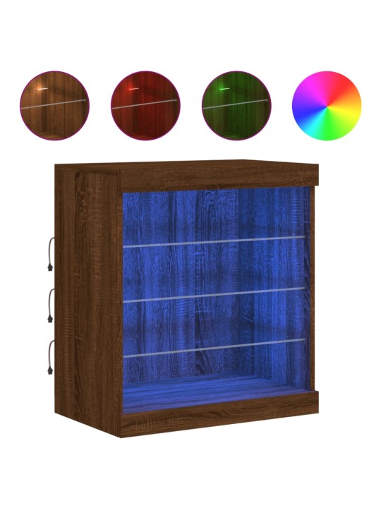 Kumode ar led lampiņām, brūna koka krāsa, 60,5x37x67 cm