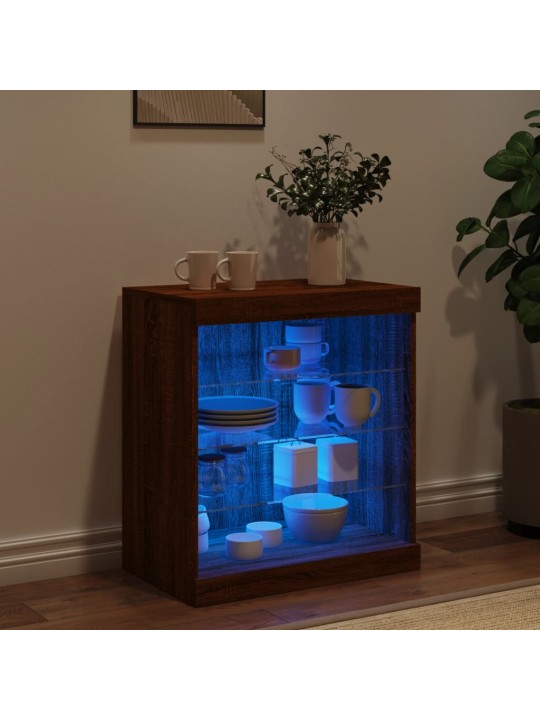Kumode ar led lampiņām, brūna koka krāsa, 60,5x37x67 cm