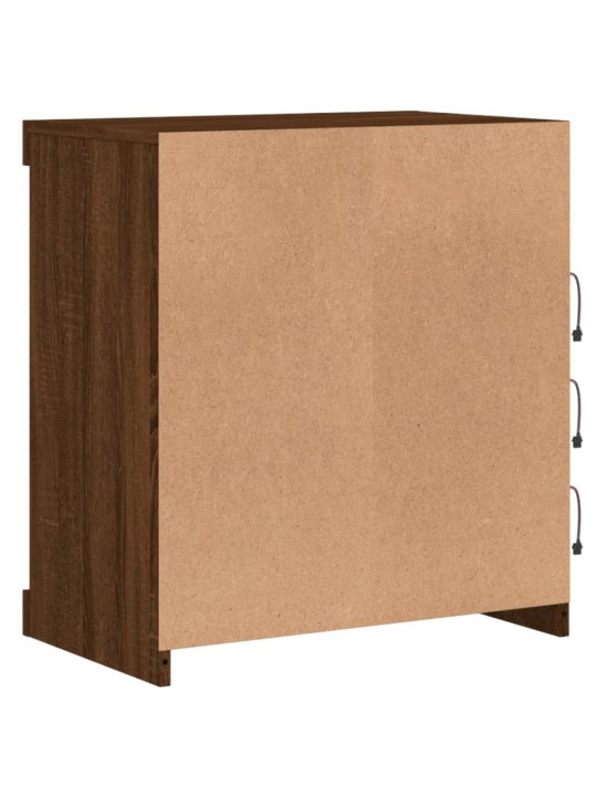 Kumode ar led lampiņām, brūna koka krāsa, 60,5x37x67 cm