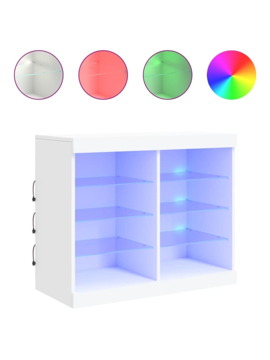 Kumode ar LED lampiņām, balta, 81x37x67 cm