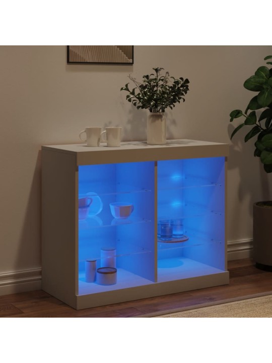 Kumode ar LED lampiņām, balta, 81x37x67 cm