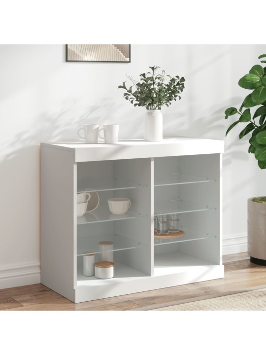 Kumode ar LED lampiņām, balta, 81x37x67 cm