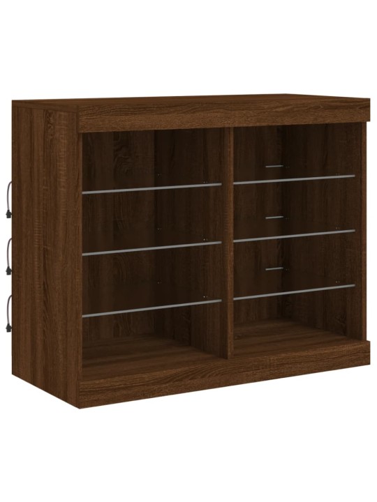 Kumode ar led lampiņām, brūna koka krāsa, 81x37x67 cm