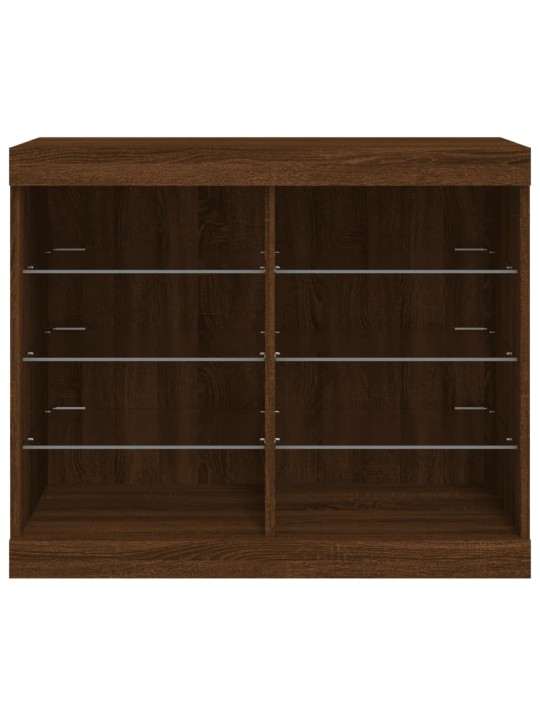 Kumode ar led lampiņām, brūna koka krāsa, 81x37x67 cm