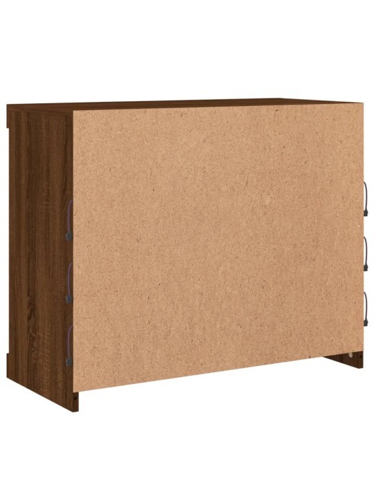 Kumode ar led lampiņām, brūna koka krāsa, 81x37x67 cm