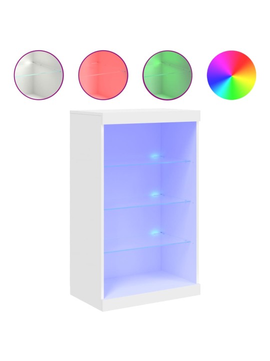 Kumode ar LED lampiņām, balta, 60,5x37x100 cm