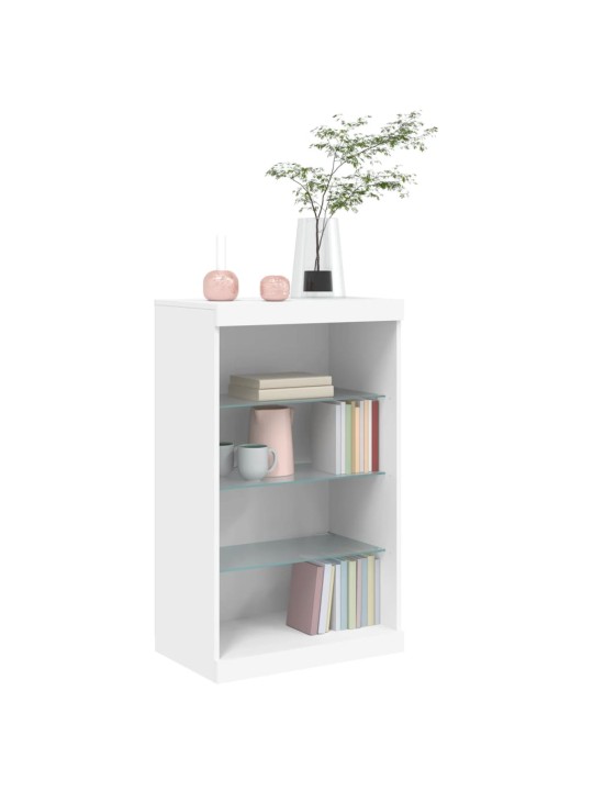 Kumode ar LED lampiņām, balta, 60,5x37x100 cm
