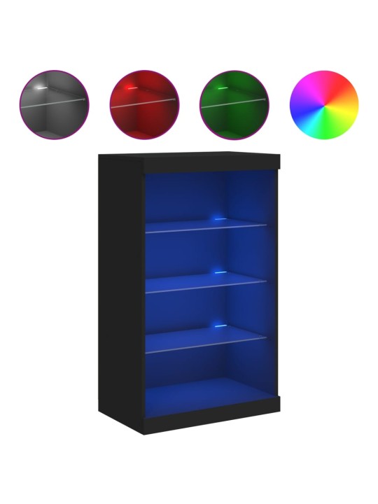 Kumode ar led lampiņām, melna, 60,5x37x100 cm