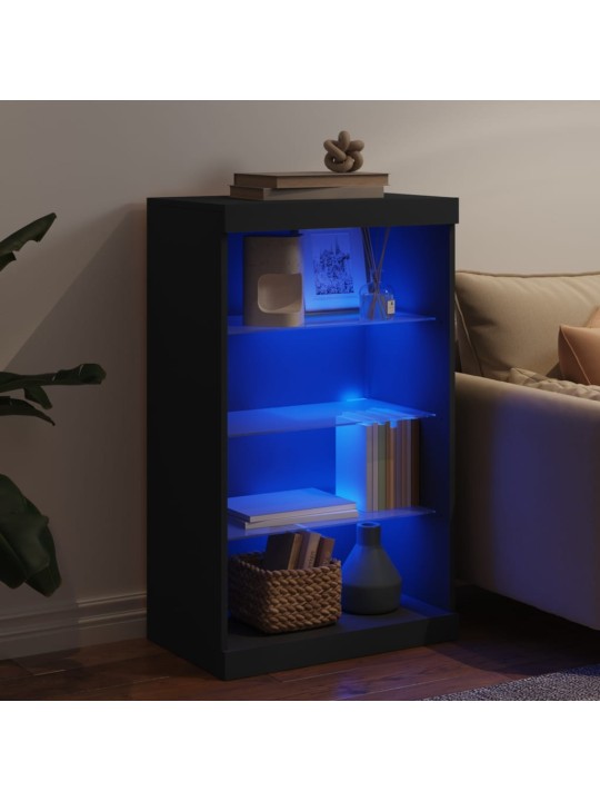 Kumode ar led lampiņām, melna, 60,5x37x100 cm