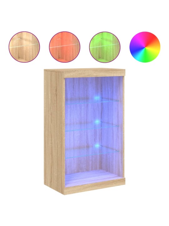 Kumode ar led lampiņām, ozolkoka krāsa, 60,5x37x100 cm