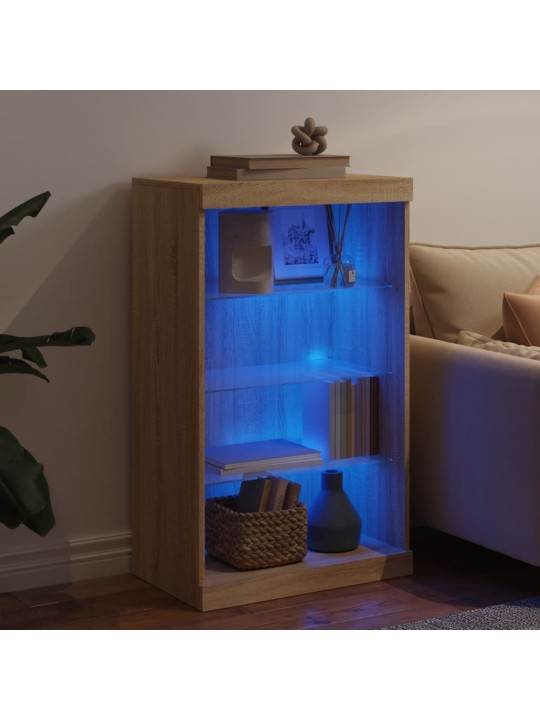 Kumode ar led lampiņām, ozolkoka krāsa, 60,5x37x100 cm