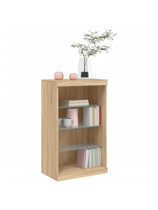 Kumode ar led lampiņām, ozolkoka krāsa, 60,5x37x100 cm