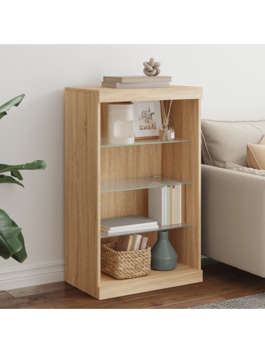 Kumode ar led lampiņām, ozolkoka krāsa, 60,5x37x100 cm