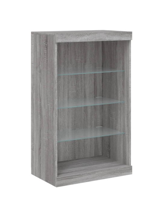 Kumode ar led lampiņām, pelēka ozolkoka krāsa, 60,5x37x100 cm