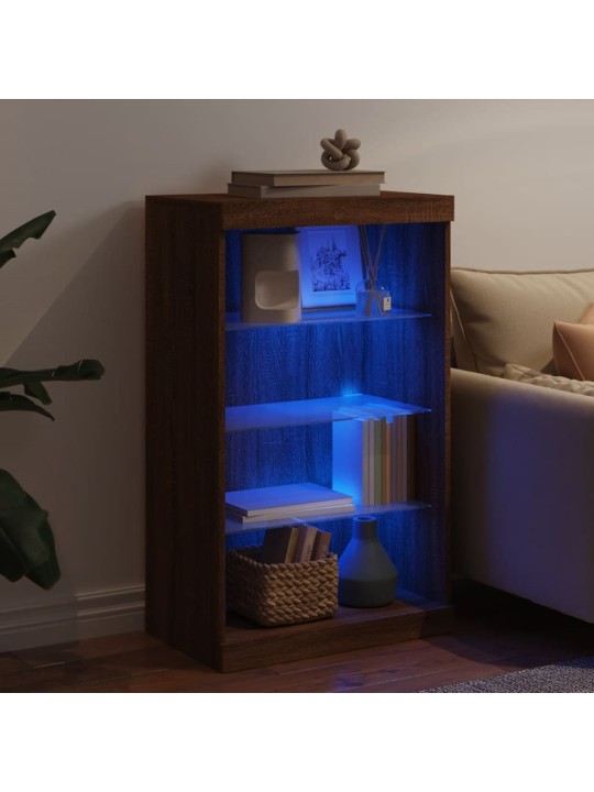 Kumode ar led lampiņām, brūna koka krāsa, 60,5x37x100 cm