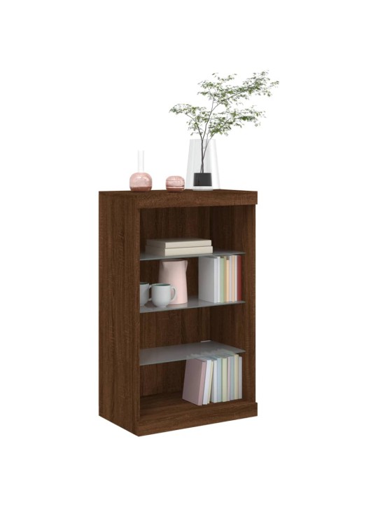 Kumode ar led lampiņām, brūna koka krāsa, 60,5x37x100 cm