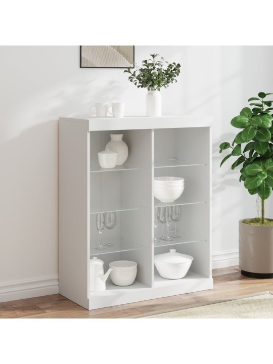 Kumode ar led lampiņām, balta, 81x37x100 cm