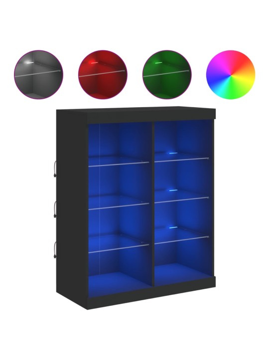 Kumode ar led lampiņām, melna, 81x37x100 cm