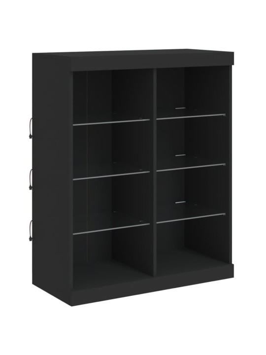 Kumode ar led lampiņām, melna, 81x37x100 cm