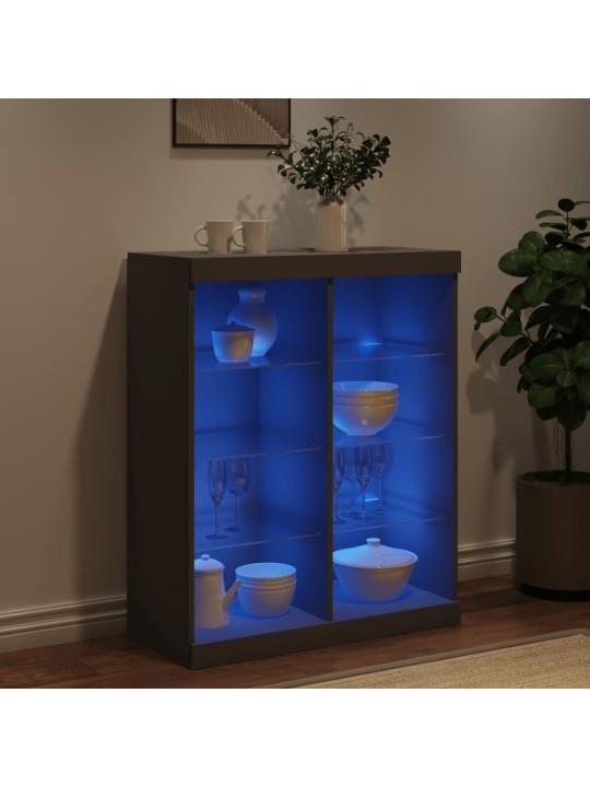 Kumode ar led lampiņām, melna, 81x37x100 cm