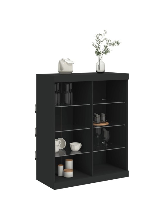 Kumode ar led lampiņām, melna, 81x37x100 cm