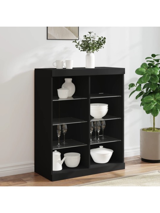 Kumode ar led lampiņām, melna, 81x37x100 cm