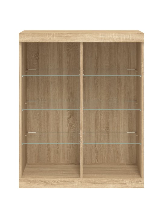 Kumode ar led lampiņām, ozolkoka krāsa, 81x37x100 cm