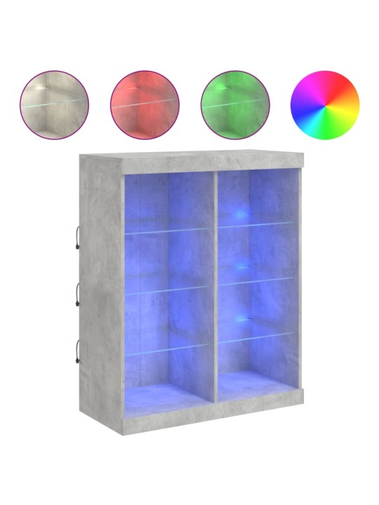 Kumode ar led lampiņām, betona pelēka, 81x37x100 cm