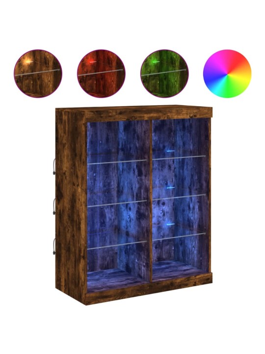 Kumode ar led lampiņām, ozolkoka krāsa, 81x37x100 cm