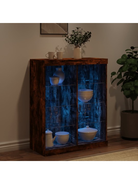 Kumode ar led lampiņām, ozolkoka krāsa, 81x37x100 cm