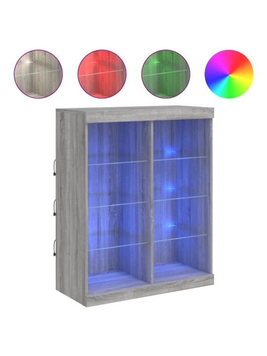 Kumode ar led lampiņām, pelēka ozolkoka krāsa, 81x37x100 cm