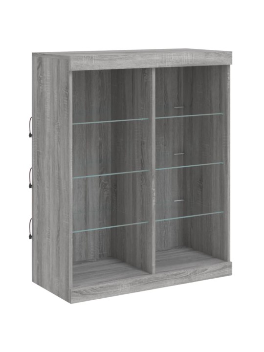 Kumode ar led lampiņām, pelēka ozolkoka krāsa, 81x37x100 cm