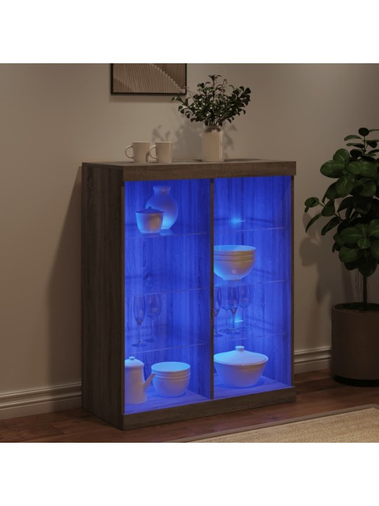 Kumode ar led lampiņām, pelēka ozolkoka krāsa, 81x37x100 cm