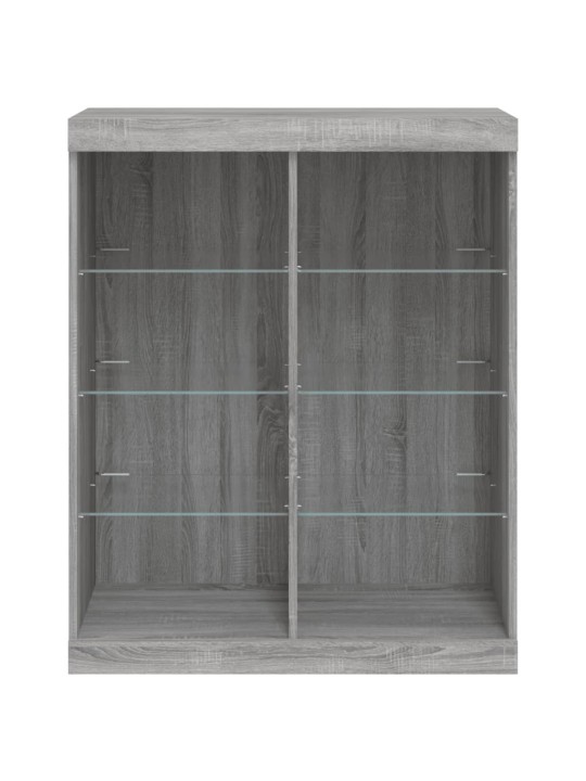 Kumode ar led lampiņām, pelēka ozolkoka krāsa, 81x37x100 cm