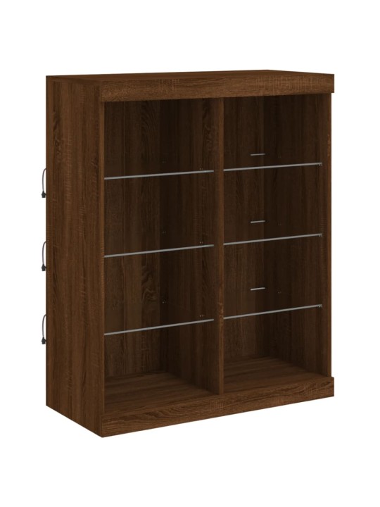 Kumode ar led lampiņām, brūna koka krāsa, 81x37x100 cm