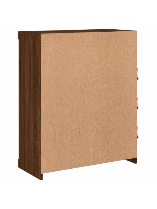 Kumode ar led lampiņām, brūna koka krāsa, 81x37x100 cm
