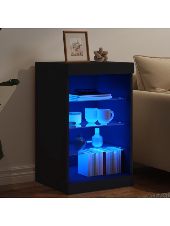 Kumode ar led lampiņām, melna, 41x37x67 cm