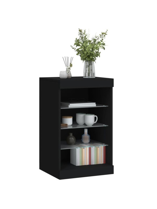 Kumode ar led lampiņām, melna, 41x37x67 cm