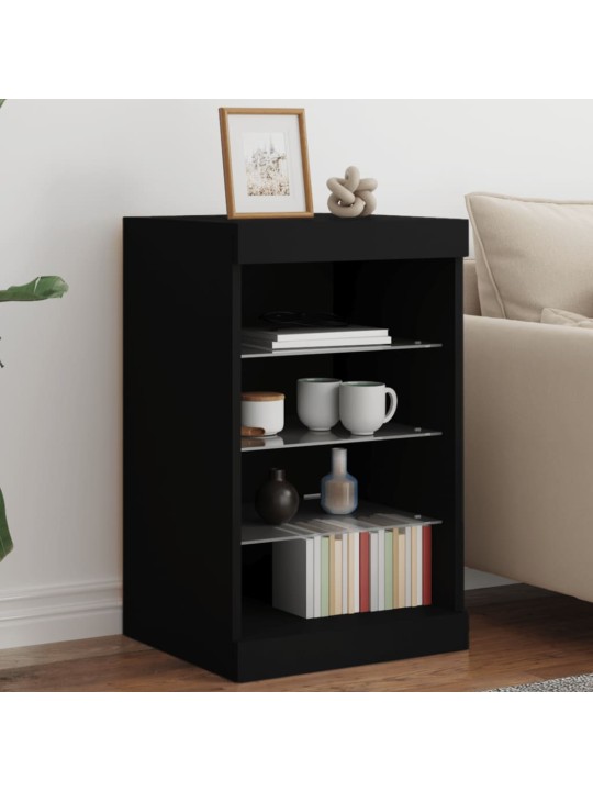 Kumode ar led lampiņām, melna, 41x37x67 cm