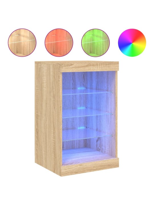 Kumode ar led lampiņām, ozolkoka krāsa, 41x37x67 cm