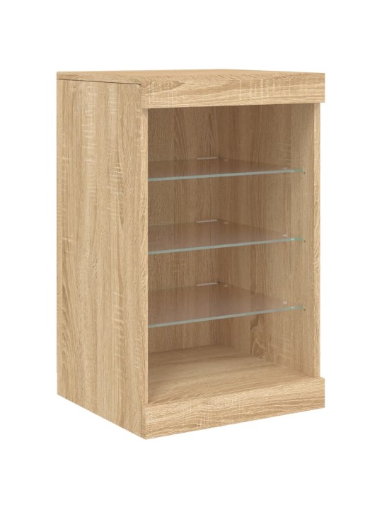 Kumode ar led lampiņām, ozolkoka krāsa, 41x37x67 cm