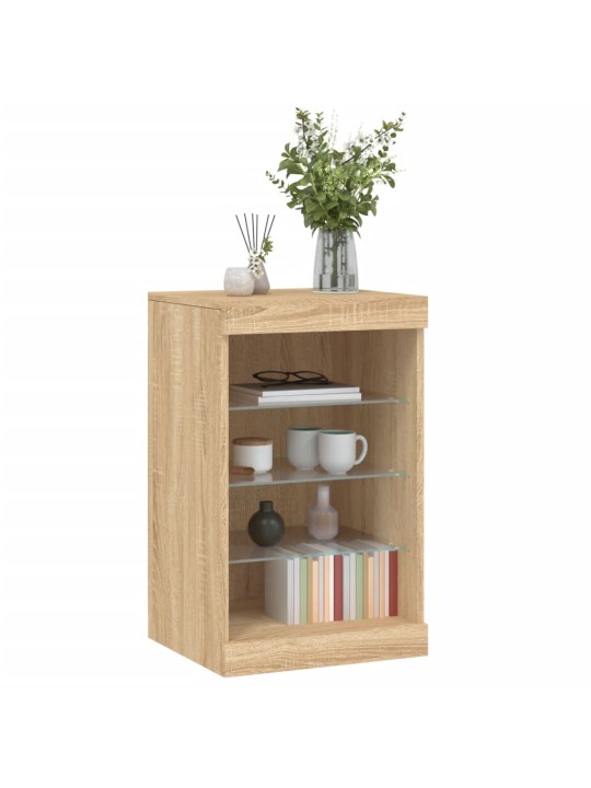 Kumode ar led lampiņām, ozolkoka krāsa, 41x37x67 cm