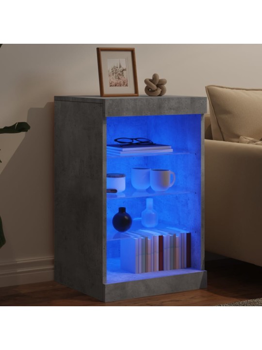 Kumode ar led lampiņām, betona pelēka, 41x37x67 cm