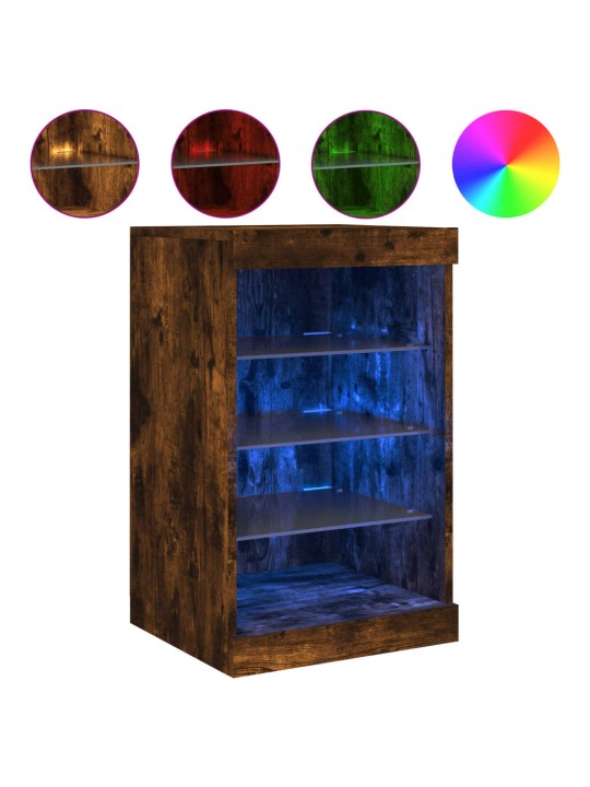 Kumode ar led lampiņām, ozolkoka krāsa, 41x37x67 cm