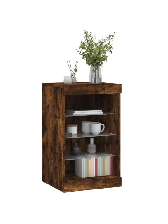 Kumode ar led lampiņām, ozolkoka krāsa, 41x37x67 cm