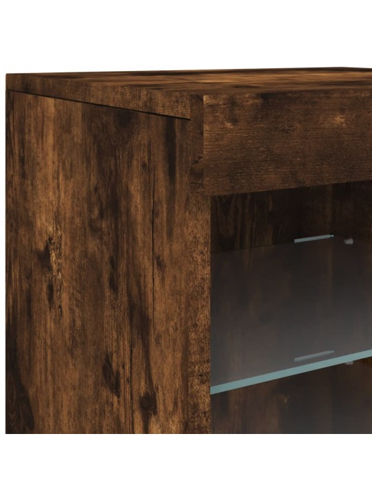Kumode ar led lampiņām, ozolkoka krāsa, 41x37x67 cm